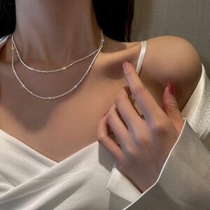 Silver 14k Plated 2pc Rope Necklace Set